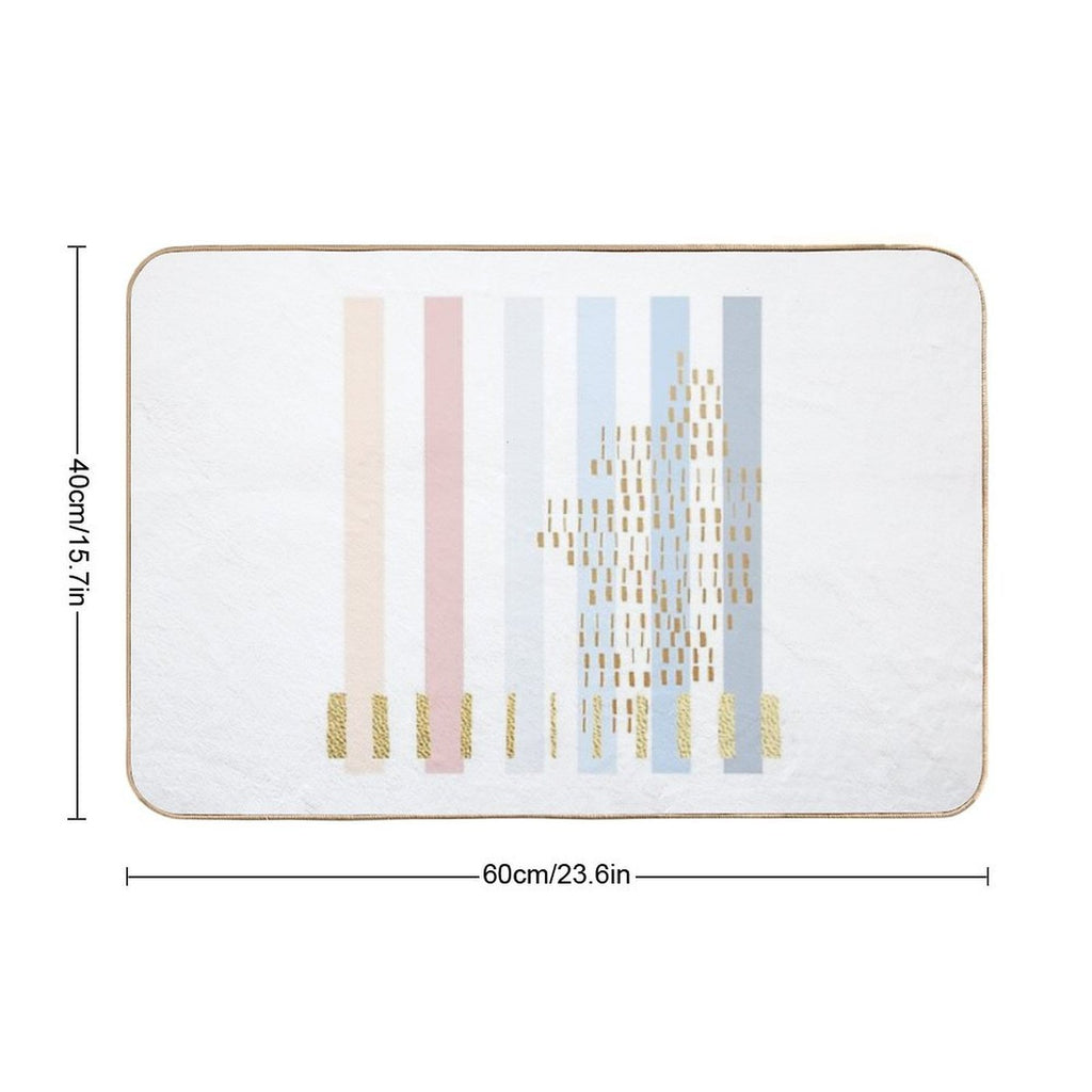 Pastel Stripe with Faded Gold  Rapid-Drying Bath Mat