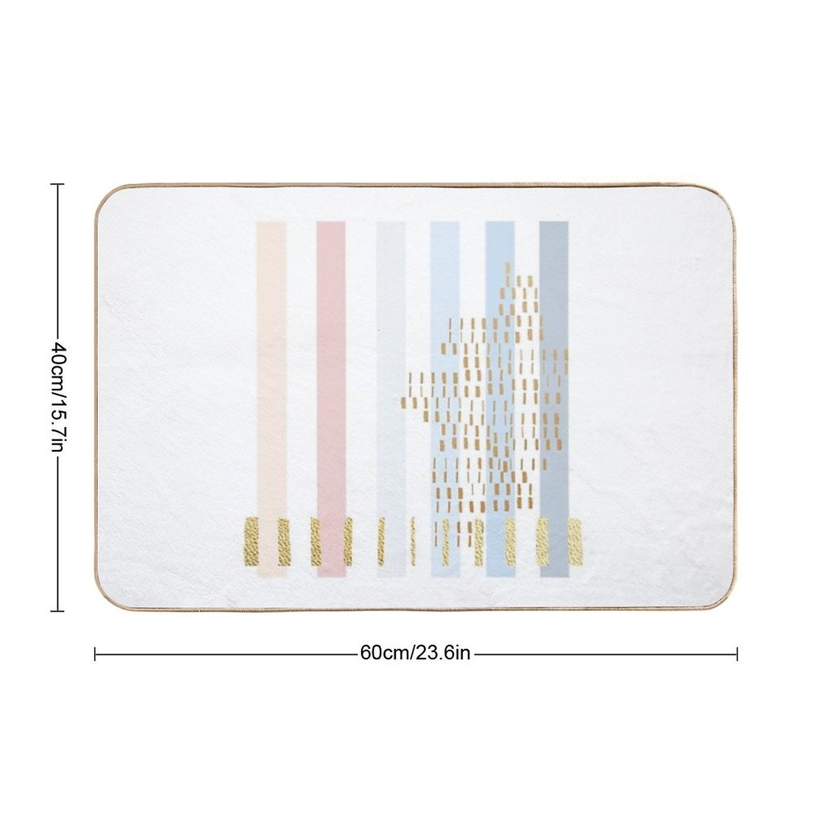 Pastel Stripe with Faded Gold  Rapid-Drying Bath Mat