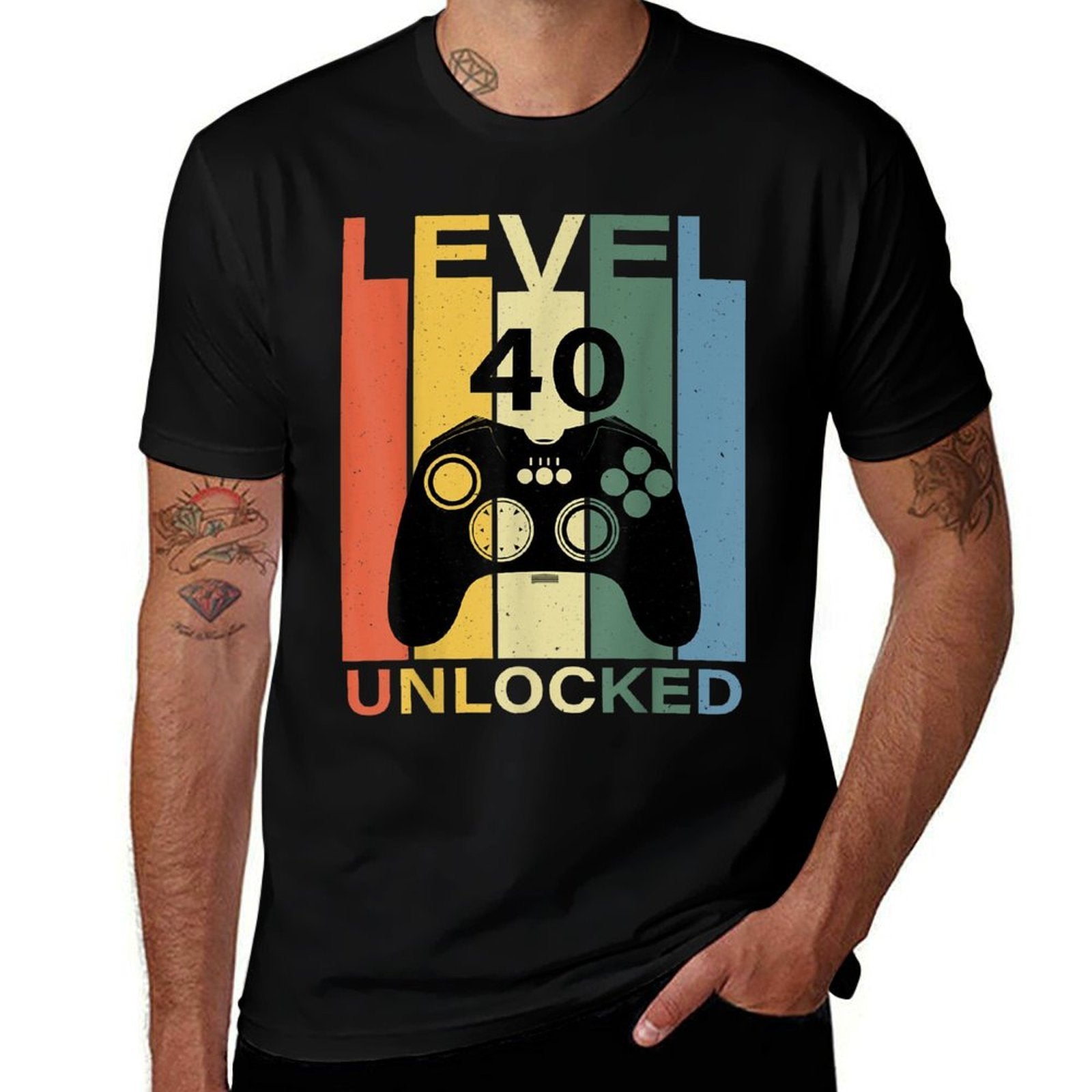 Level 40 Unlocked Video Game 40th Birthday  Tagless Design T-Shirt