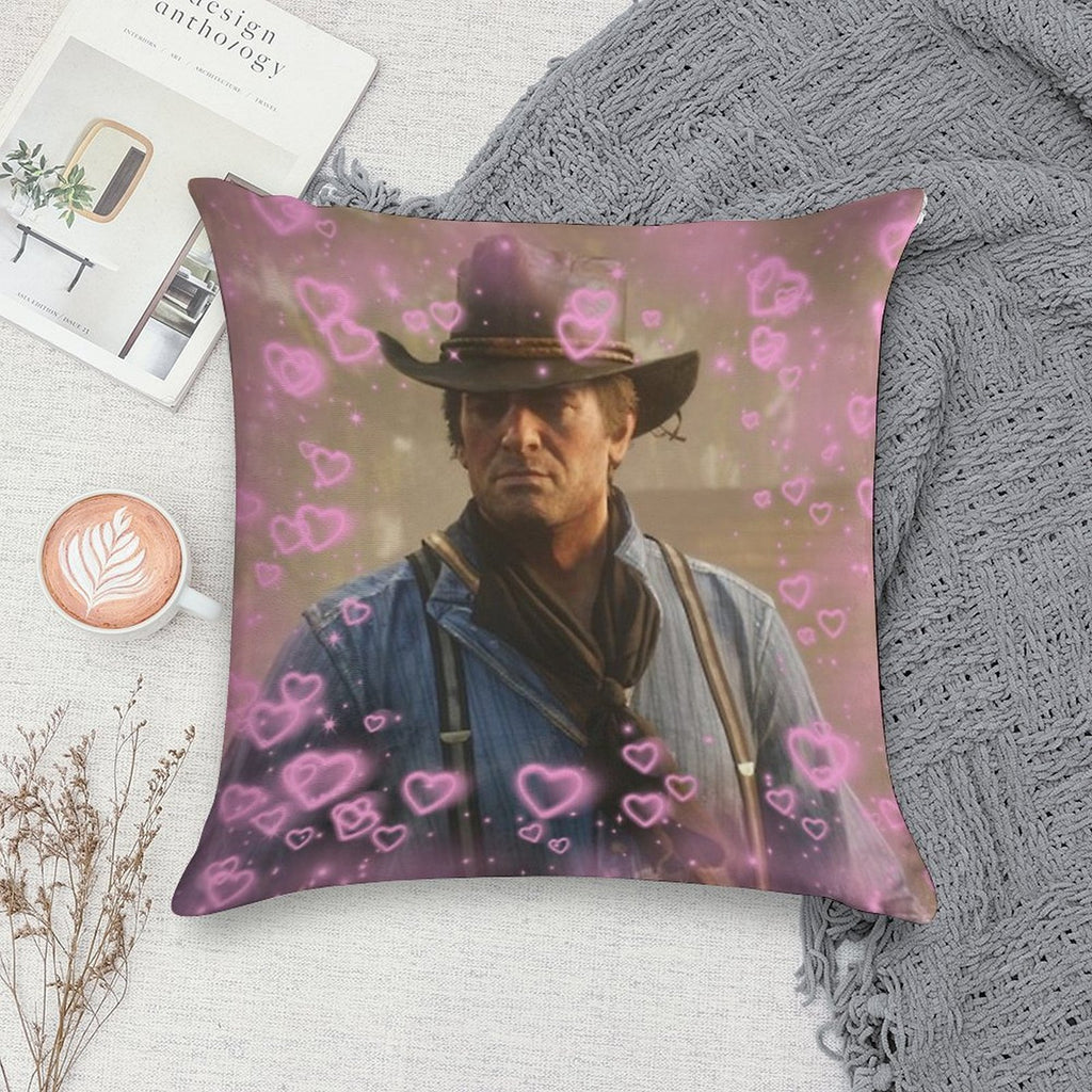 Arthur Morgan Hearts Soft Durable Construction Throw Pillow