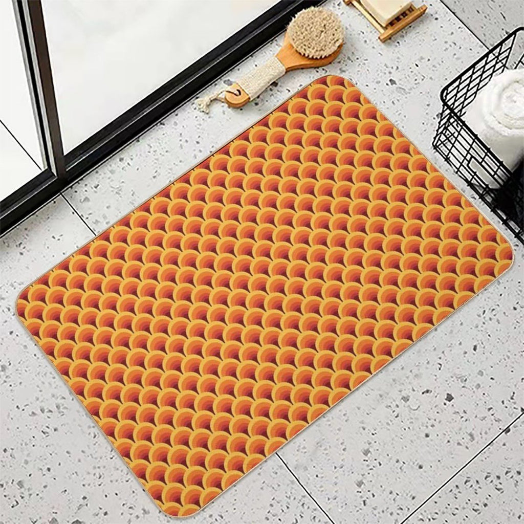 Orange Wave Gradient Retro Pattern  Eco-Friendly Bath Mat