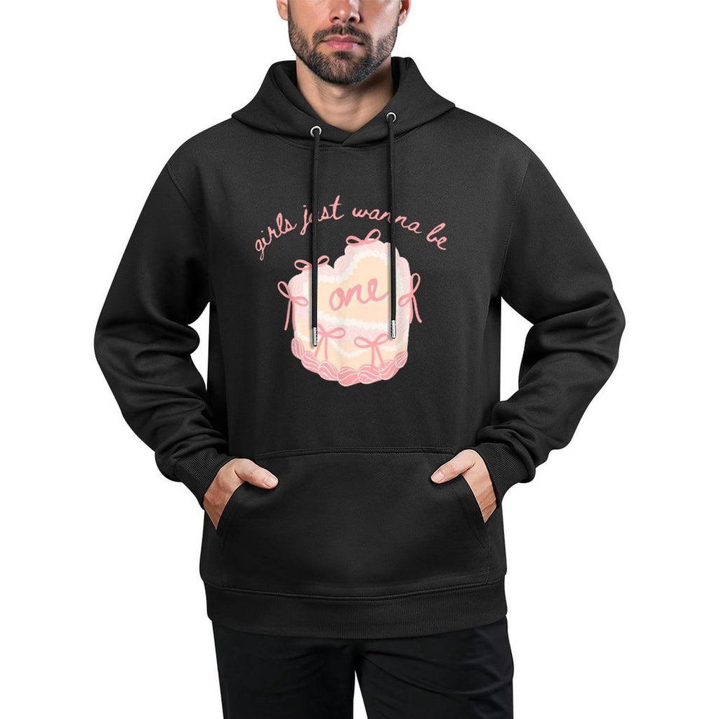 Girls Just Wanna Be One First Birthday Pink Bow 1st Birthday Machine Washable Hoodie