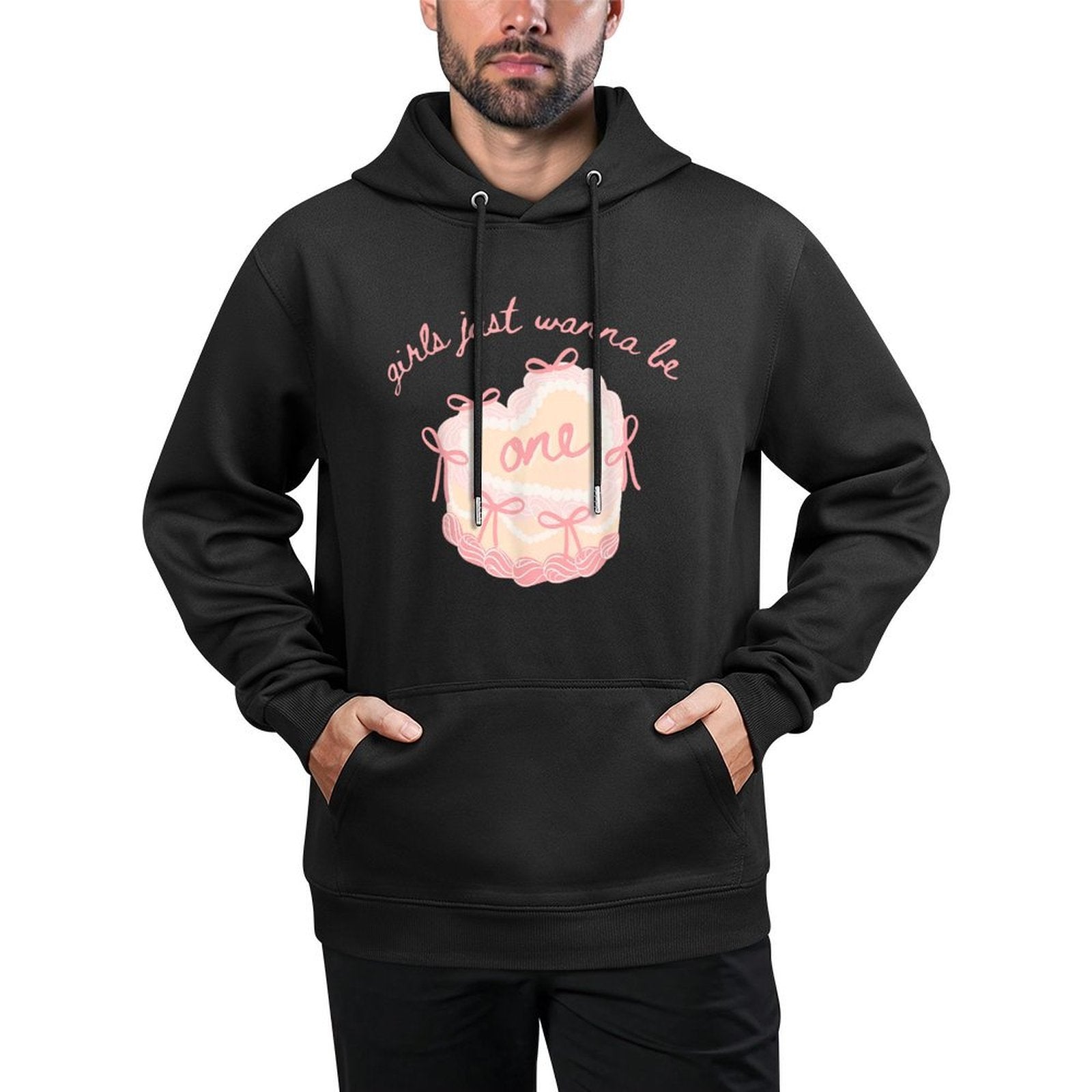 Girls Just Wanna Be One First Birthday Pink Bow 1st Birthday Machine Washable Hoodie