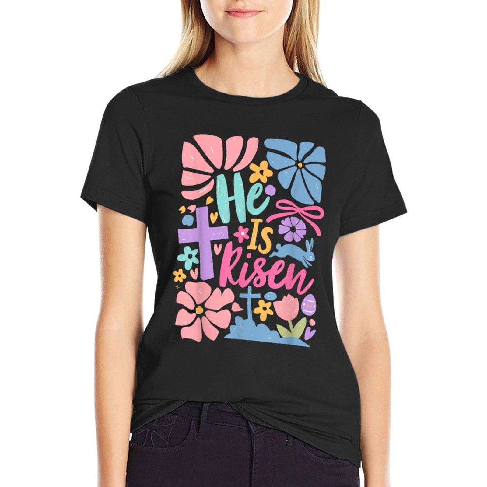 He Is Risen Easter Cross Coquette Jesus Christian Religious  Affordable Price T-Shirt