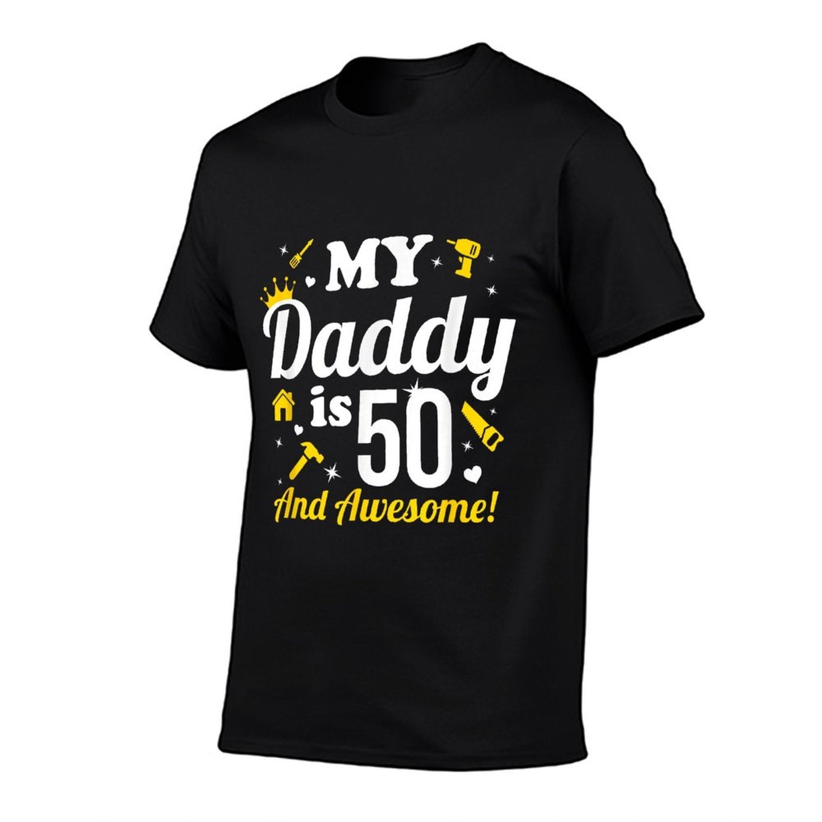 Dad 50th Birthday My Daddy Is 50 And Awesome 50th Birthday  Ribbed Collar T-Shirt