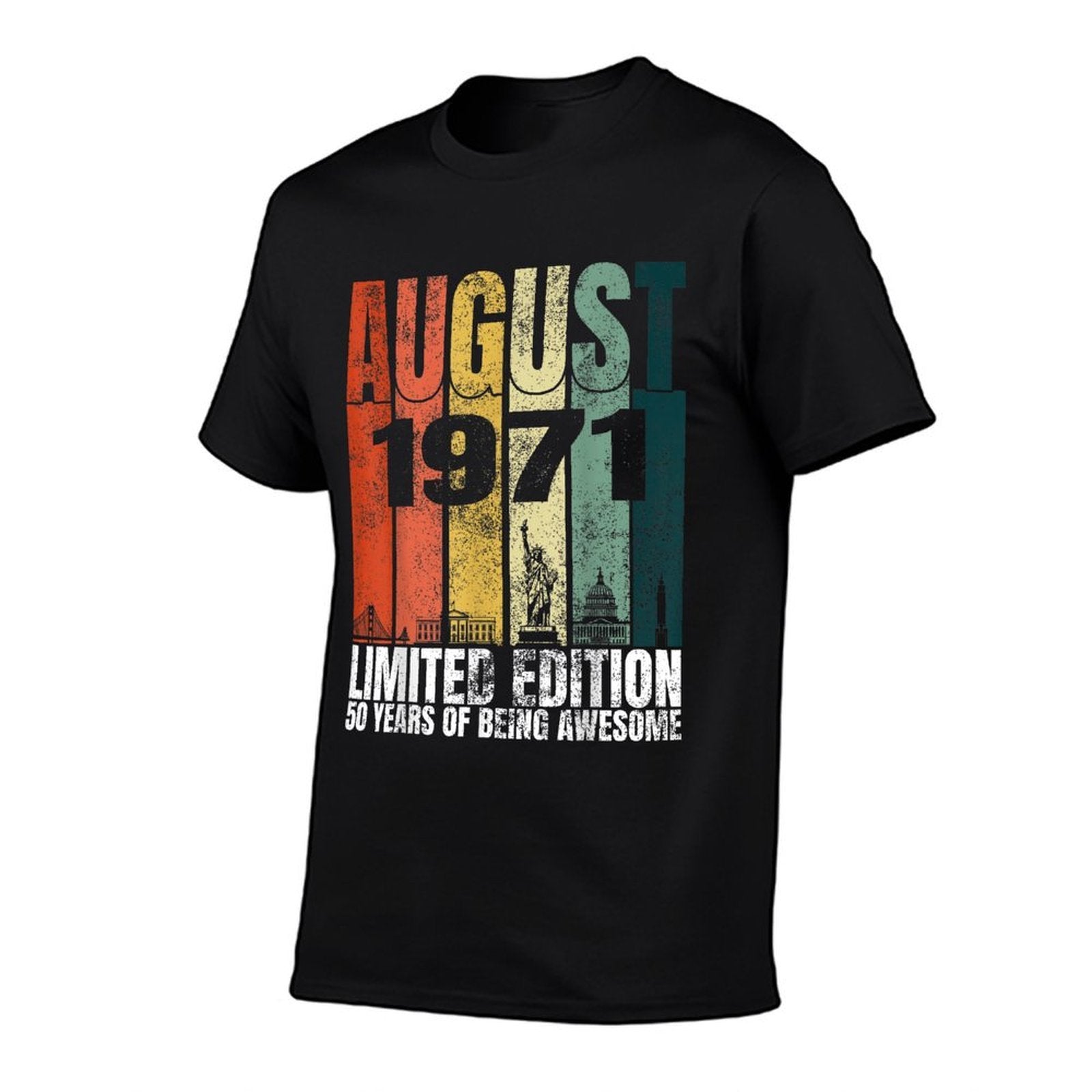 Vintage August 1971 Bday Graphic 50 Years Old 50th Birthday  Polyester Blend T-Shirt