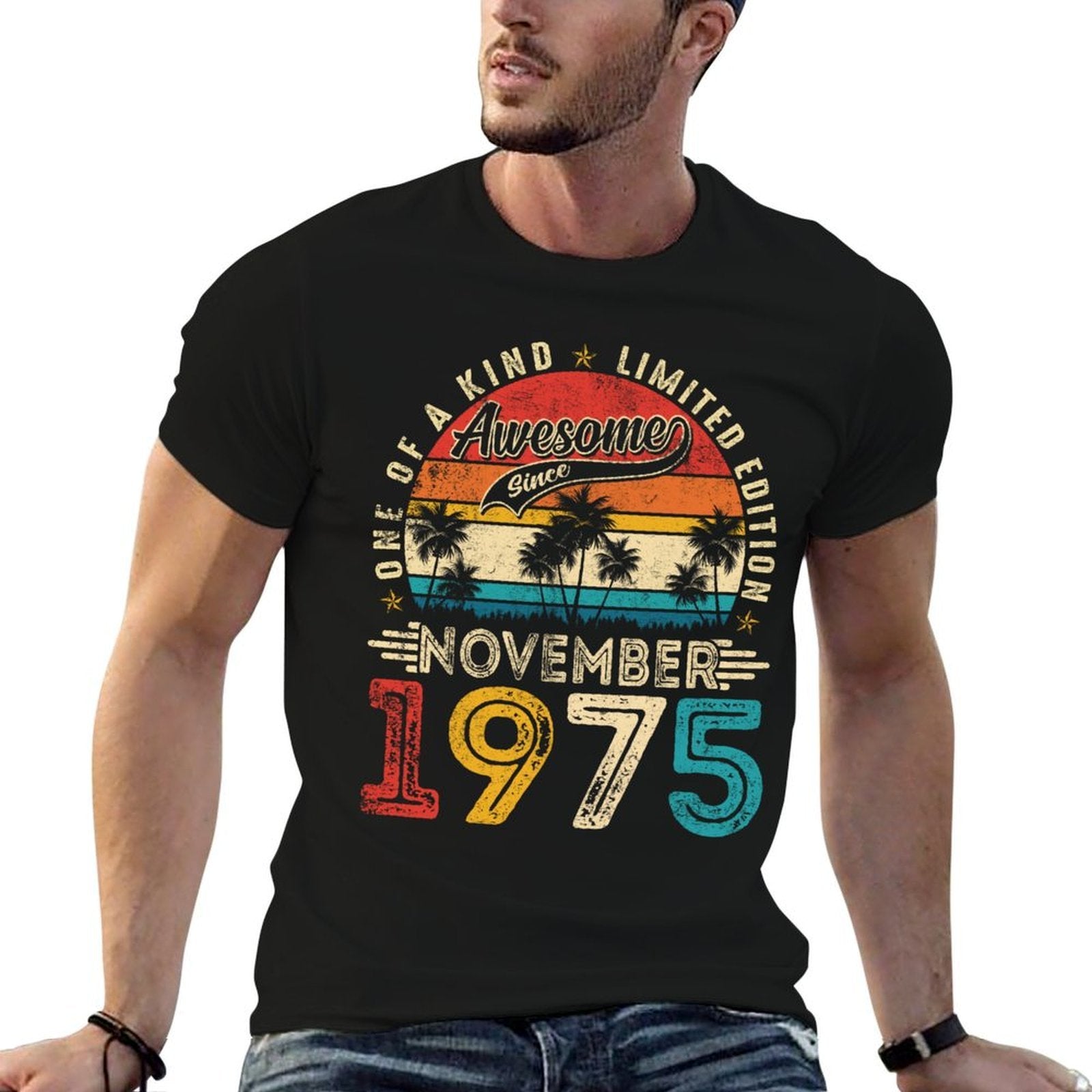 Awesome Since November 1975 Vintage Men Women 50th Birthday  Trendy Pattern T-Shirt