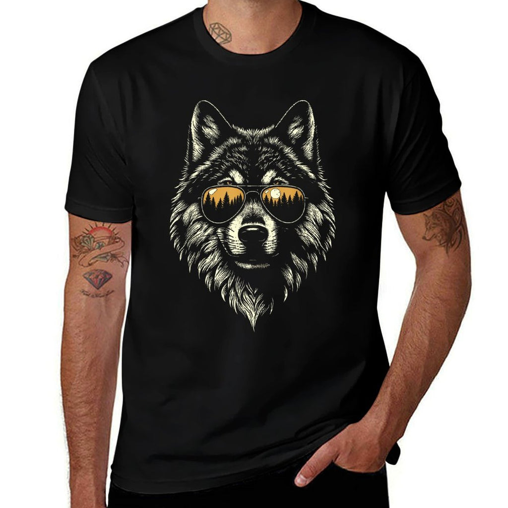 Funny Wolf Cool Rock And Roll Graphic Shades Forest  Affordable Price T-Shirt