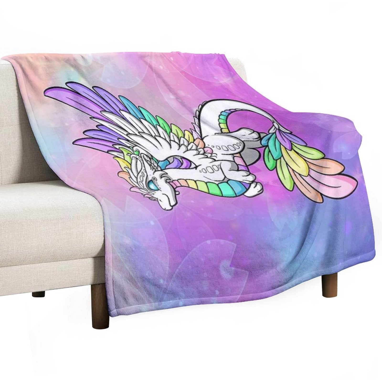 White Rainbow Dragon Eco-conscious Throw Blanket