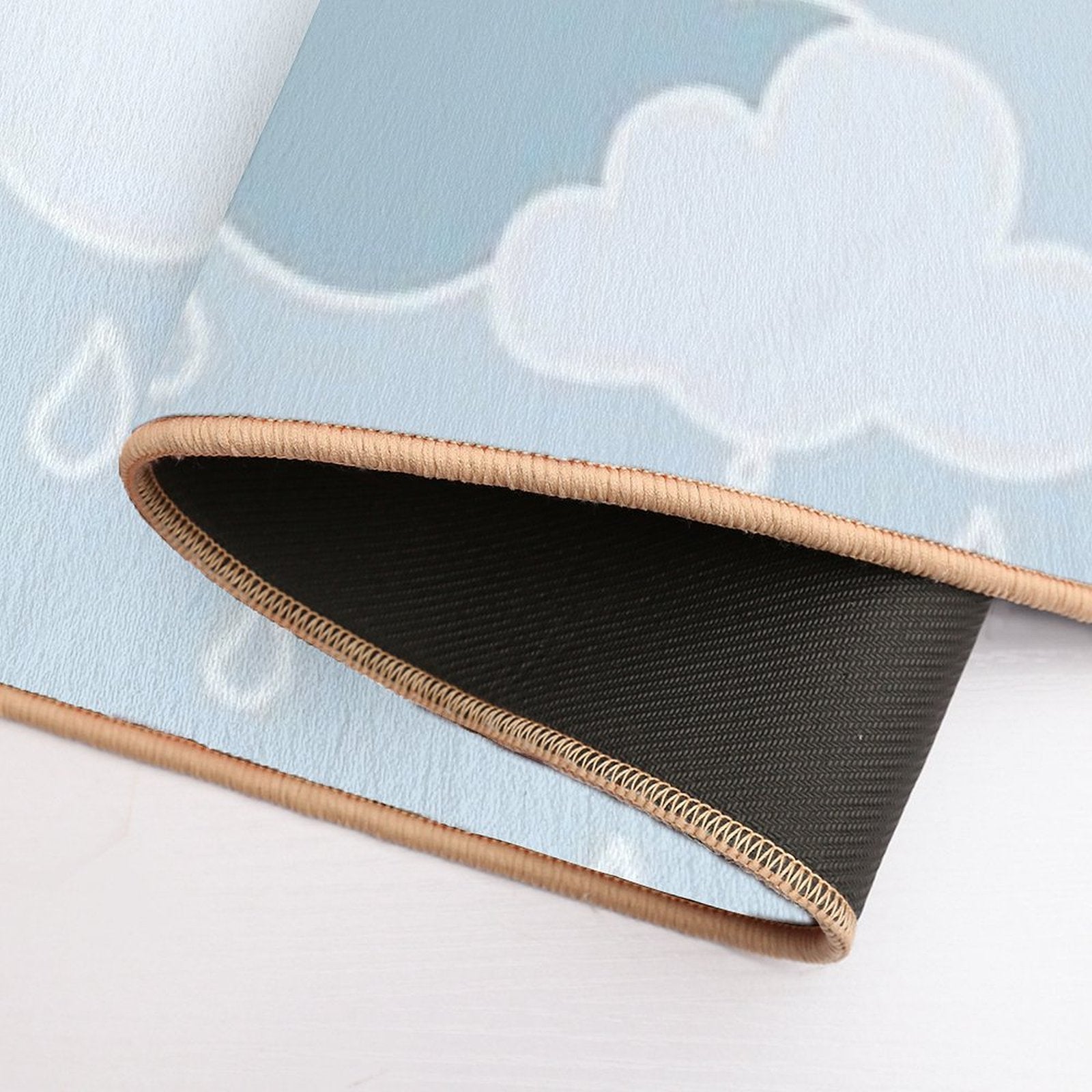 Clouds with Rain Drop Blue Background  Multi-Purpose Bath Mat