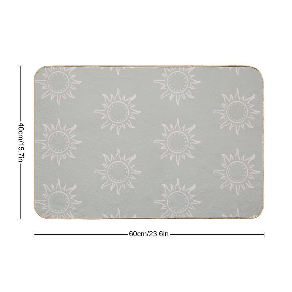 Cute Boho Sun Pattern Bohemian Aesthetic In Muted Colors Pale Green  Multi-Purpose Bath Mat