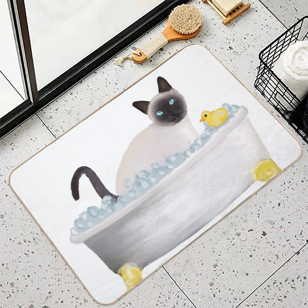 Cat In The Bathtub  Slip-Resistant Bath Mat