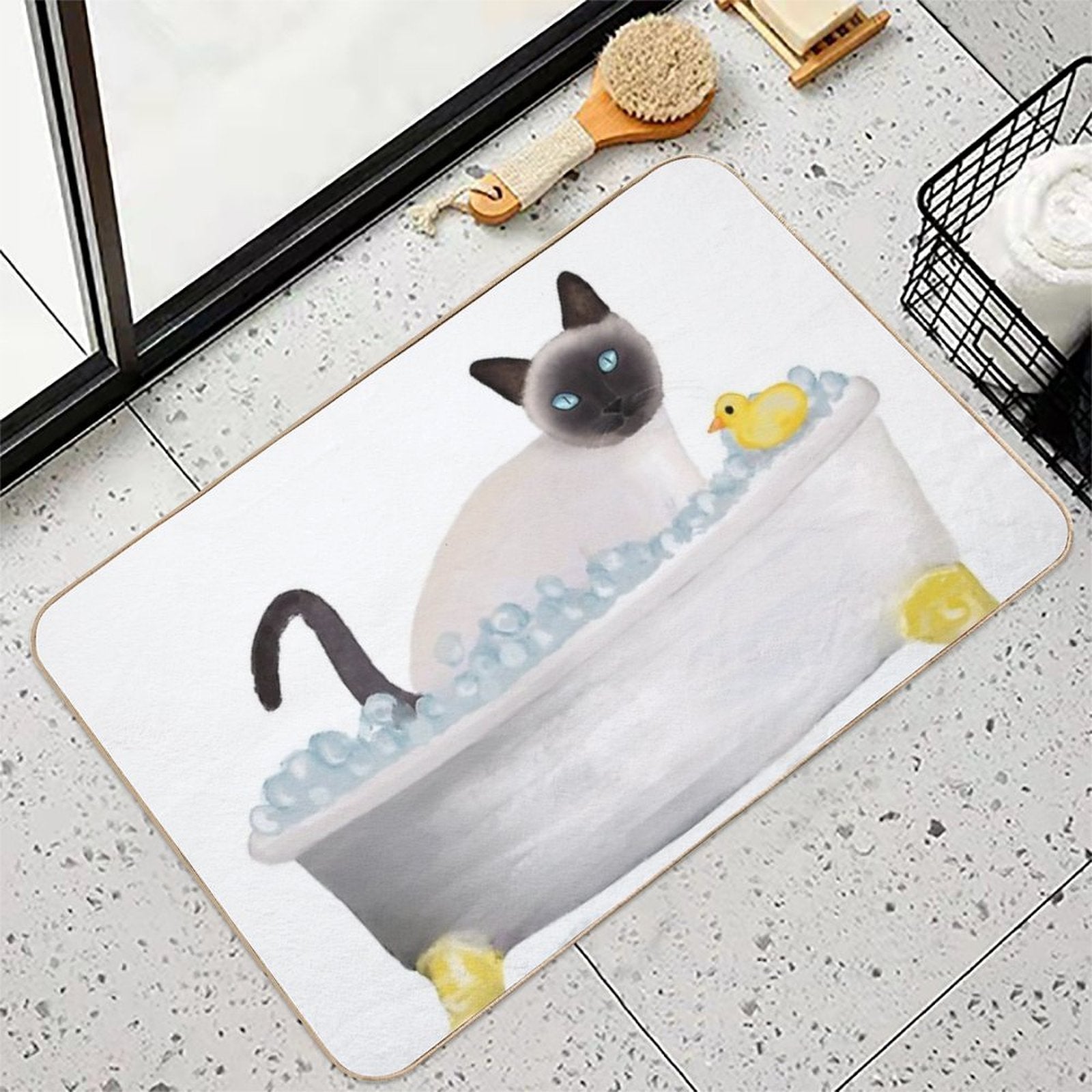 Cat In The Bathtub  Slip-Resistant Bath Mat