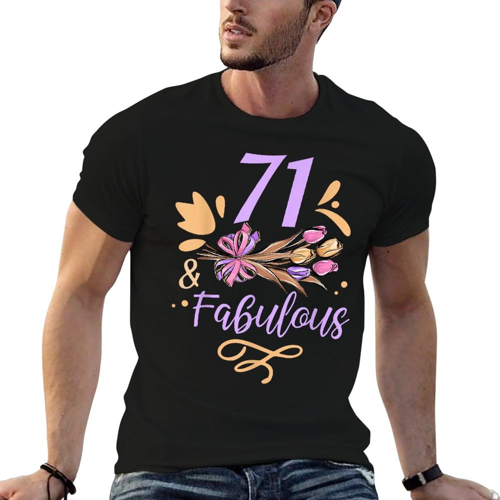 71 And Fabulous Party Age Birthday Years Old  Lightweight T-Shirt