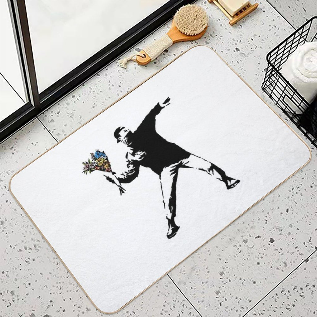 Banksy Rage Flower Thrower  Rapid-Drying Bath Mat