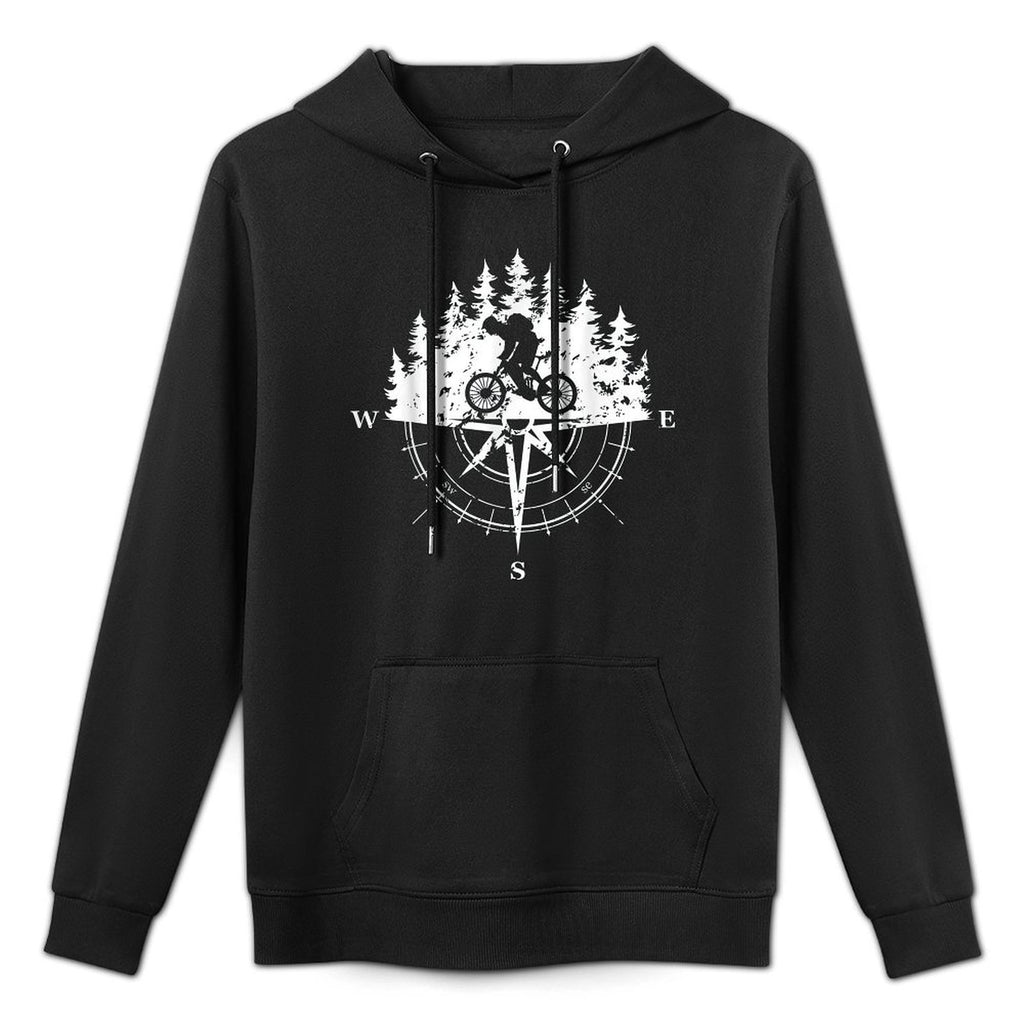 White Compass Landscape for Mountain Bike Gravel MTB Rider Medium-Weight Fabric Hoodie