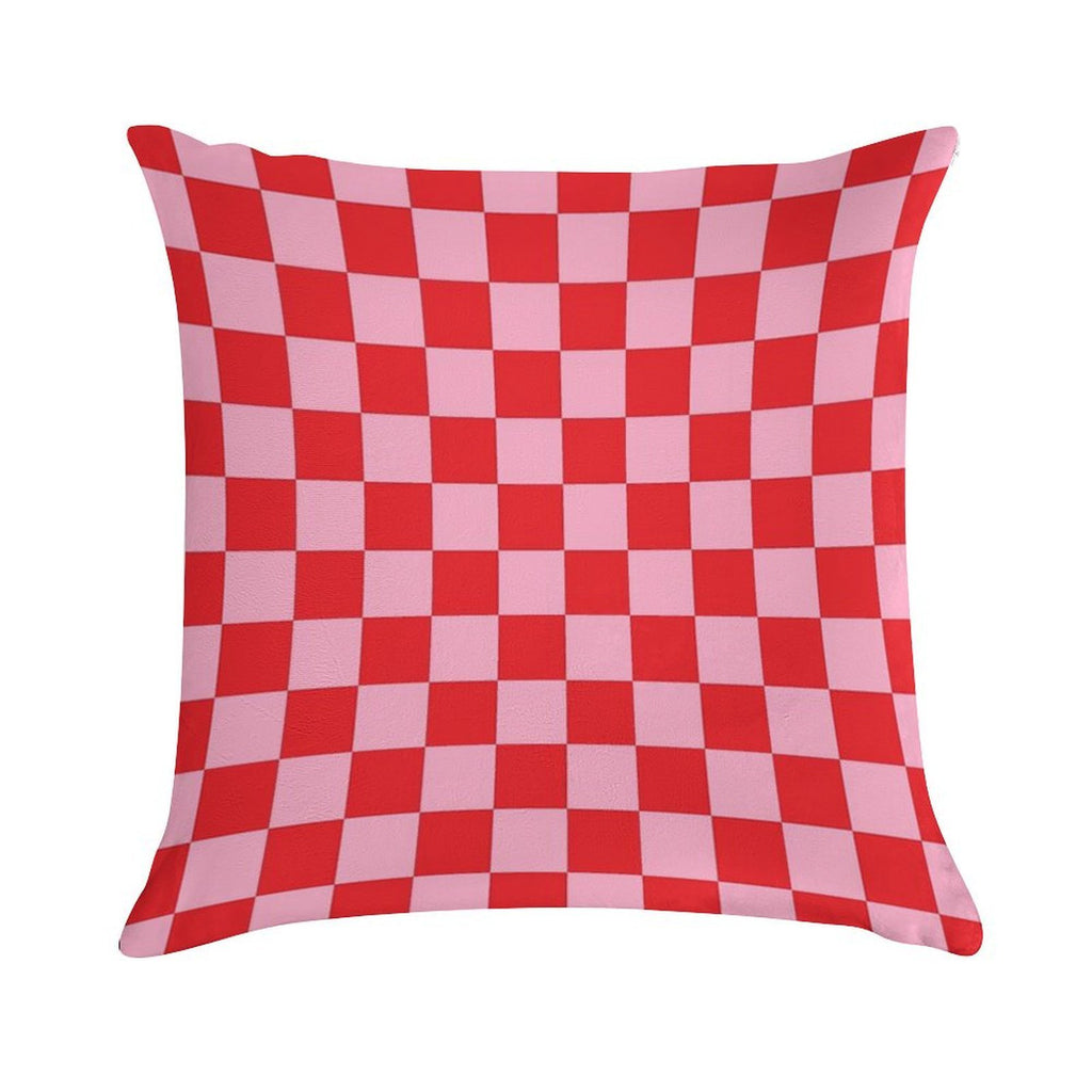 Checkered Pink And Red Soft Gift Ready Throw Pillow