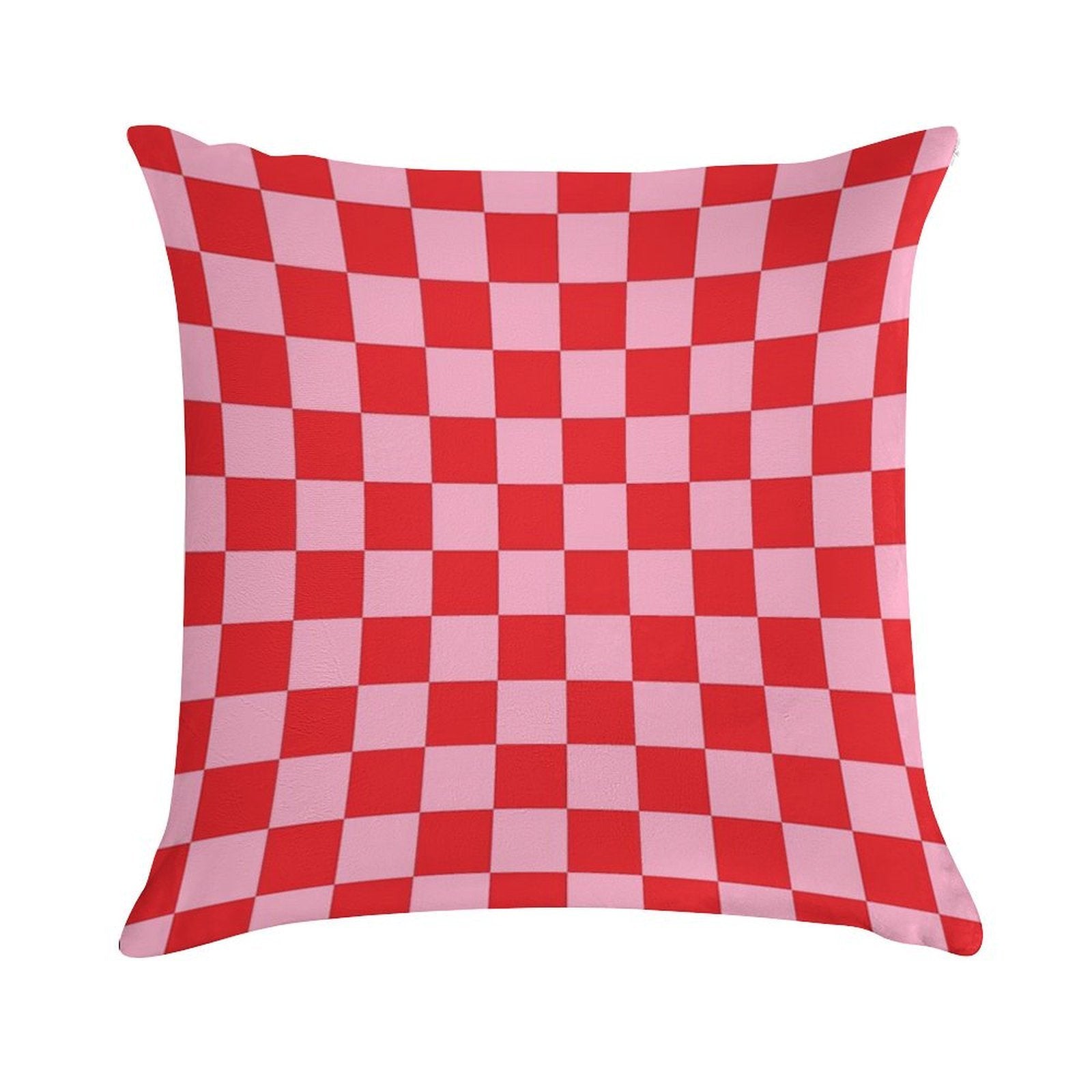 Checkered Pink And Red Soft Gift Ready Throw Pillow