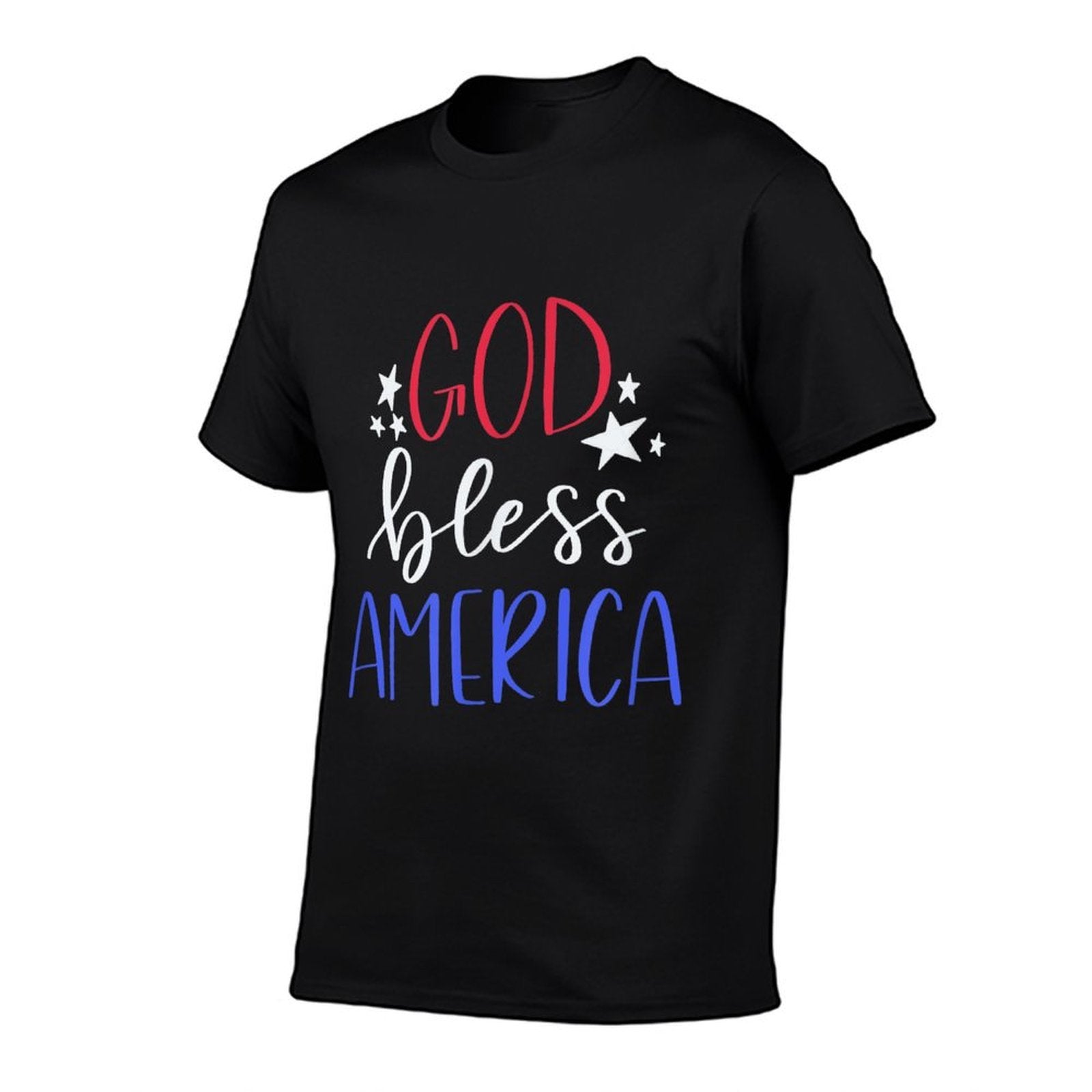 Patriotic USA Shirt - God Bless America  Ribbed Collar T-Shirt