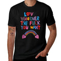 Love Whoever The F You Want LGBTQ Rainbow Pride Cute Hearts  Heathered Texture T-Shirt