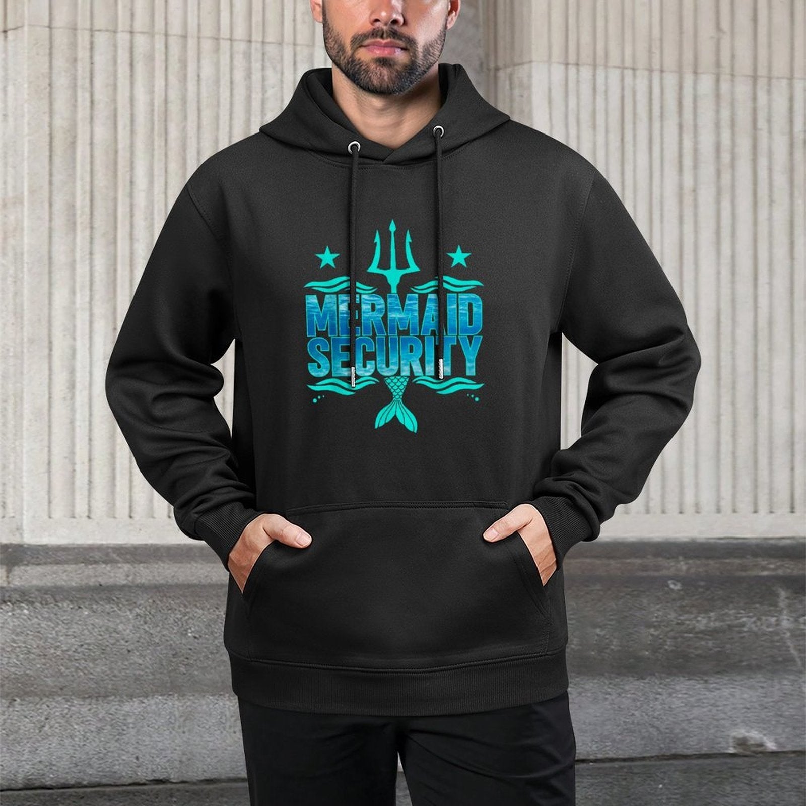 Mermaid Security Squad Trident Birthday Merman Souvenir Easy Care Hoodie