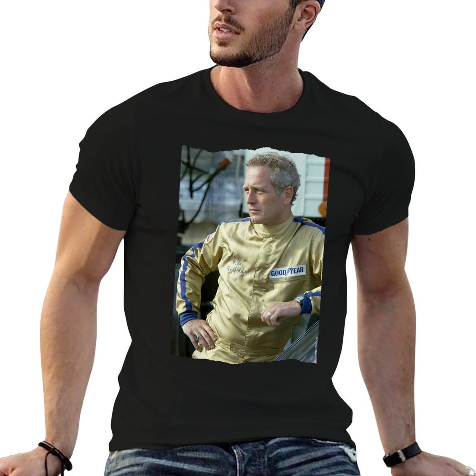 TV Times Paul Newman Race Suit 1974  Heathered Texture T-Shirt