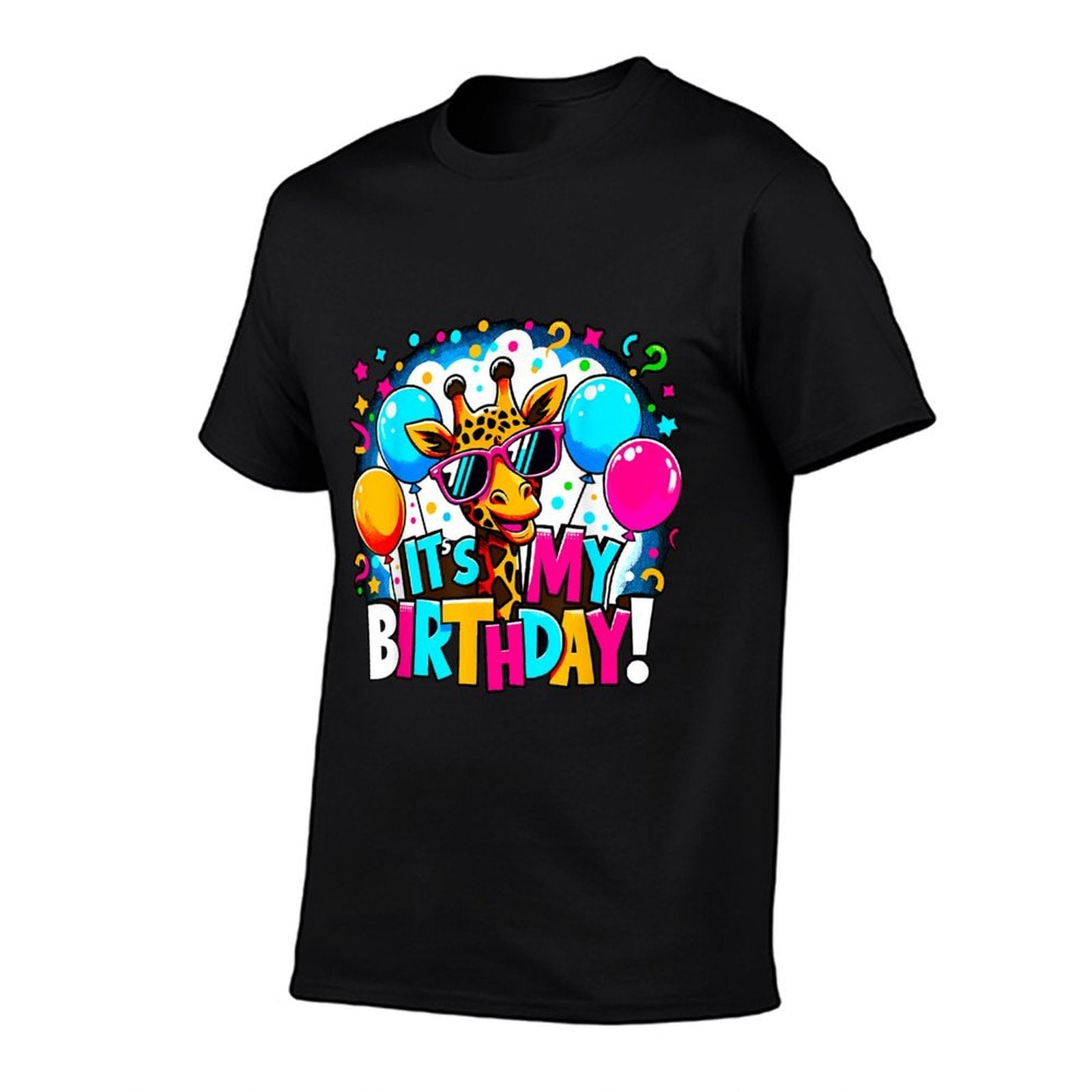 It's My Birthday Party Giraffe Birthday Girl  Heathered Texture T-Shirt