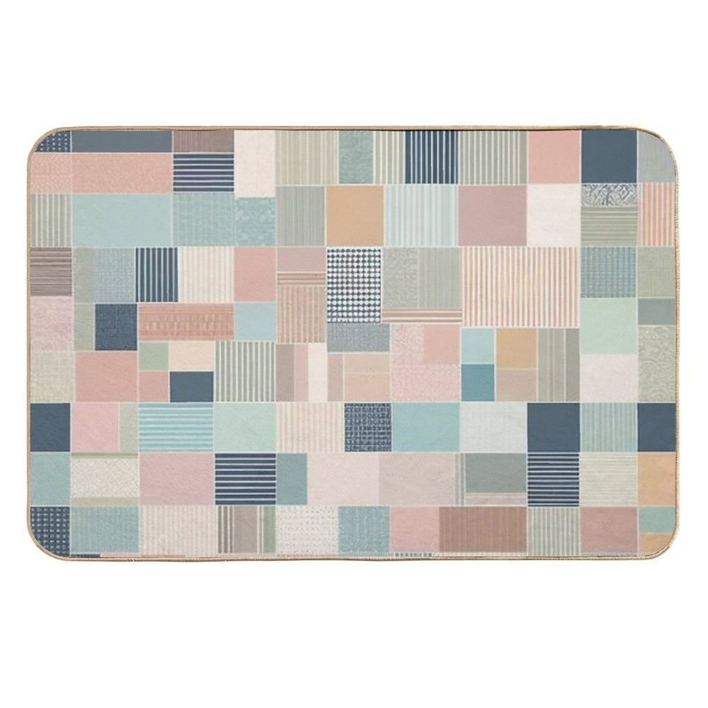 Block Cross Point Linier Pattern Lite Pastel Tone  Dirt-Trapping Bath Mat