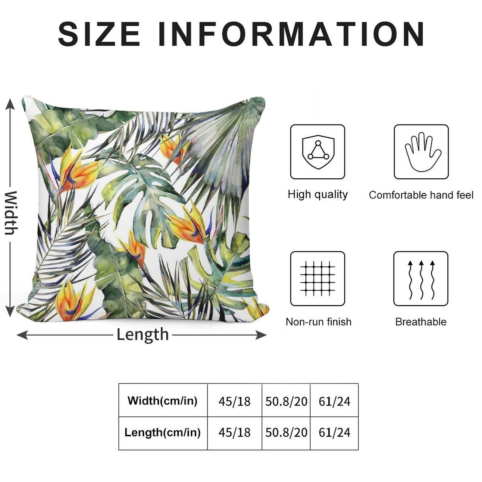 TROPICAL GARDEN Soft Multiple Sizes Throw Pillow
