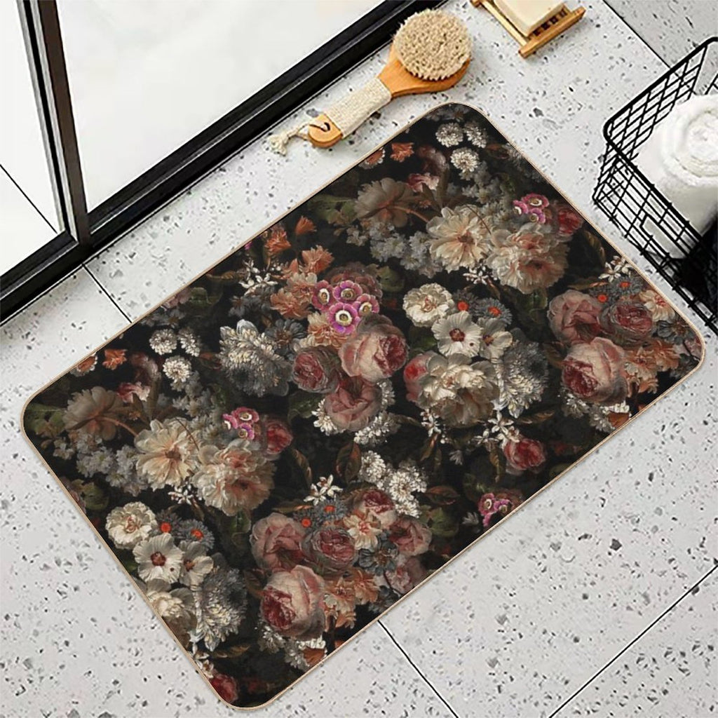 Flemish Masters - Vintage Midnight Botanical Garden Pattern NightGarden  Toxin-Free Bath Mat
