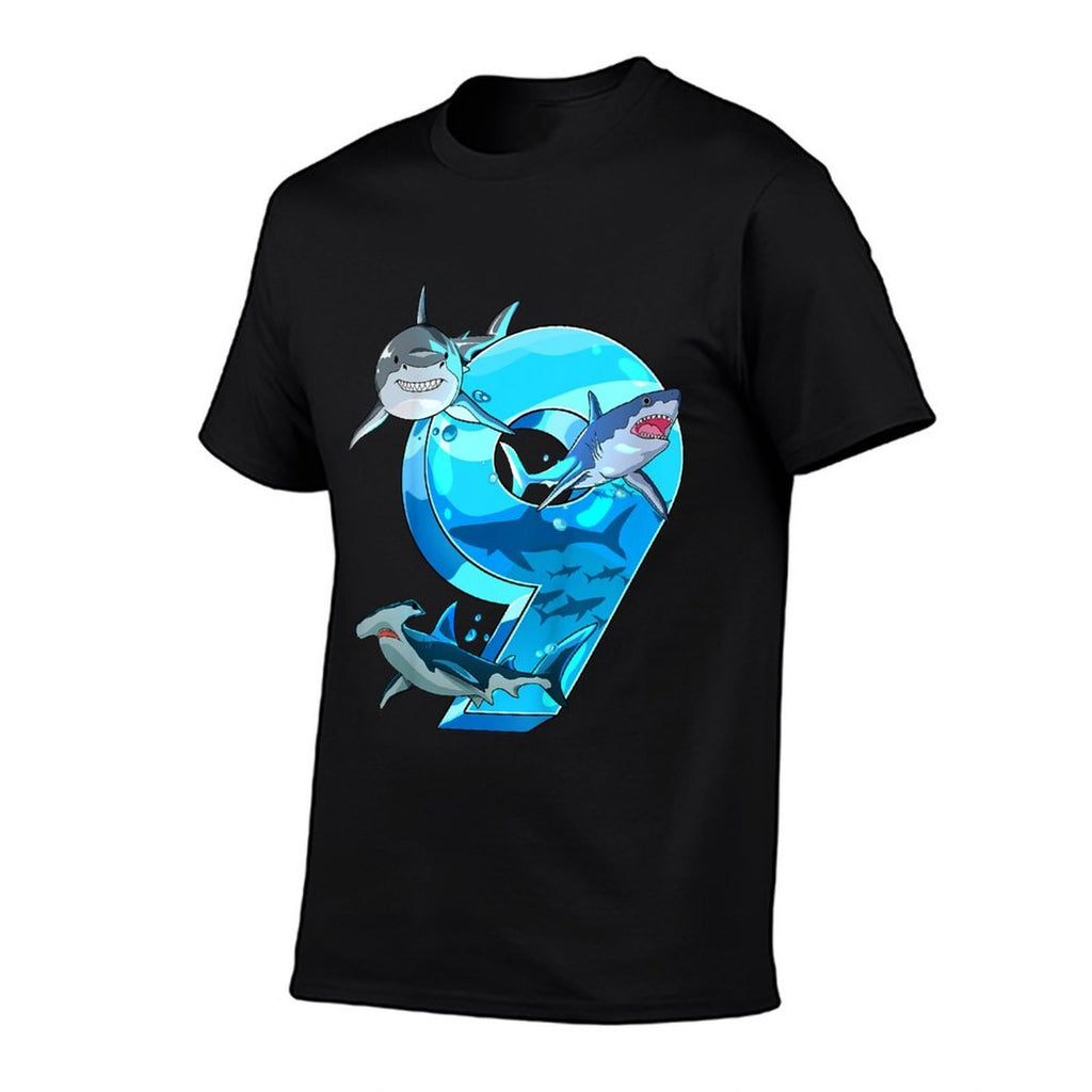 Kids Shark Boy 9 Years Birthday Child Children Birthday  Fade-proof Color T-Shirt