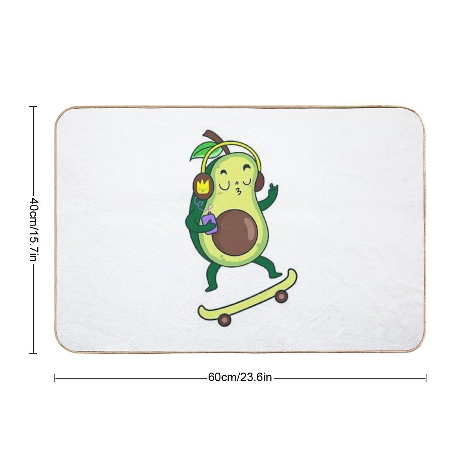 Avocado Funky Skater Bath Mat Durable Bath Mat