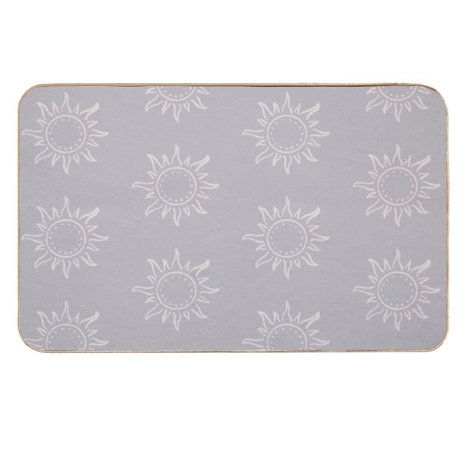 Cute Boho Sun Pattern Bohemian Aesthetic In Muted Colors Blue Gray Durable Bath Mat