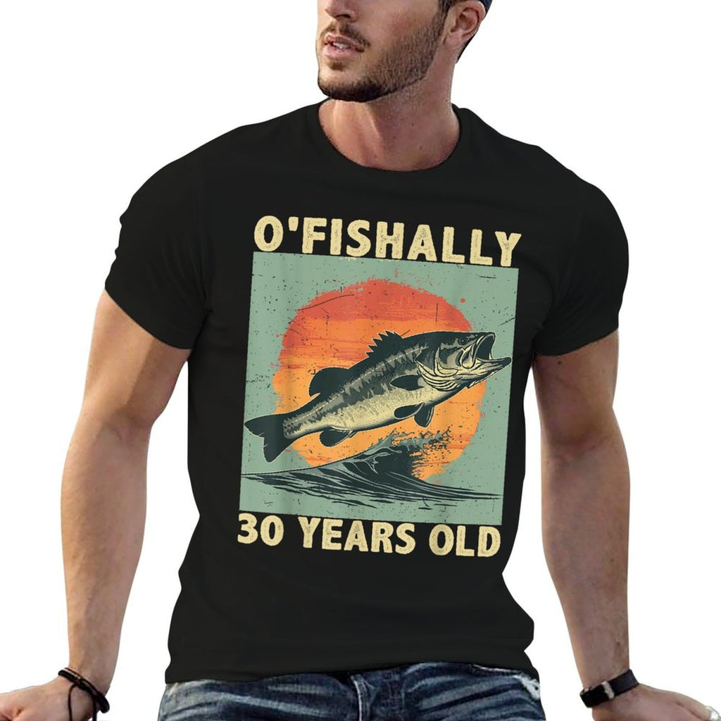 Ofishally 30 Years Old 1995 Fishing Fisherman 30th Birthday  Heathered Texture T-Shirt