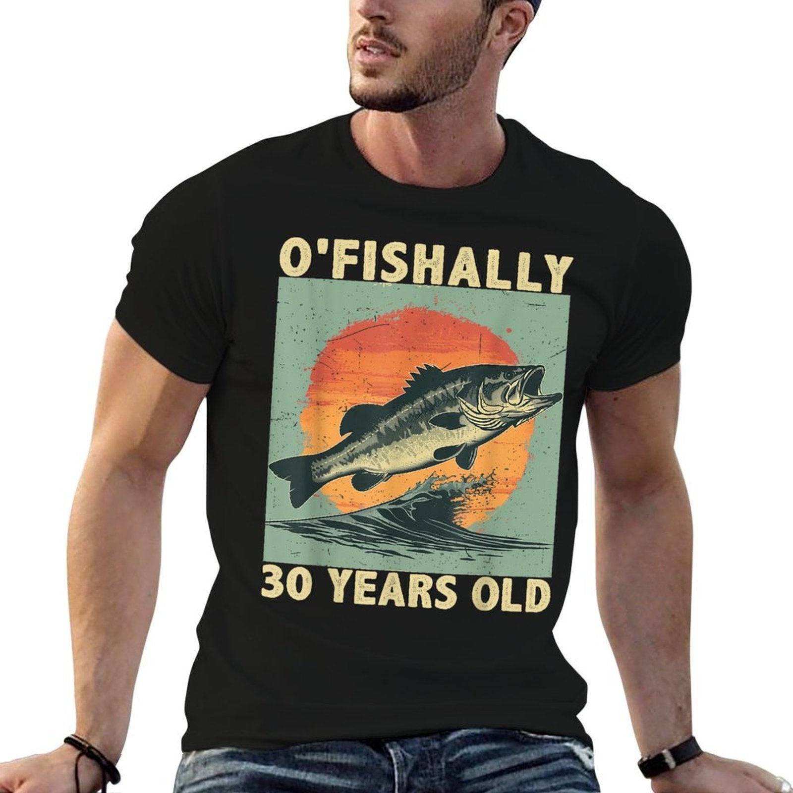Ofishally 30 Years Old 1995 Fishing Fisherman 30th Birthday  Heathered Texture T-Shirt