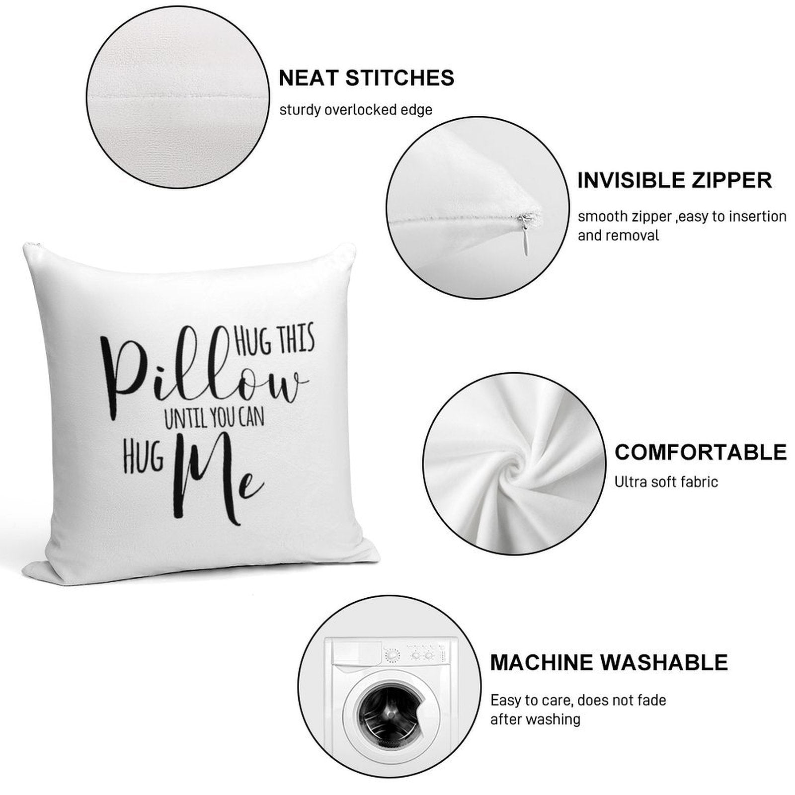 Hug This Pillow Until You Can Hug Me Soft Shrink-Resistant Throw Pillow