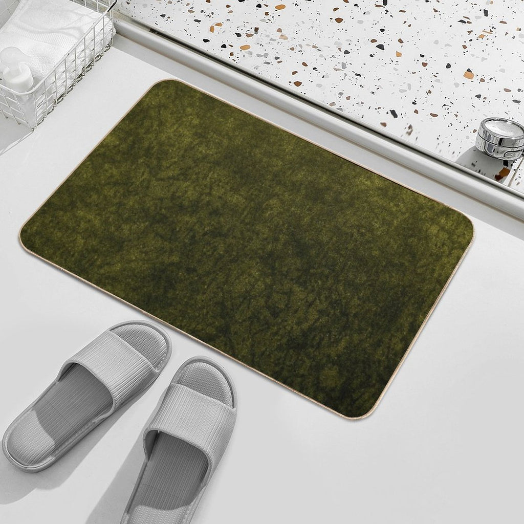 Olive Green Velvet  Texture  Long-Lasting Bath Mat