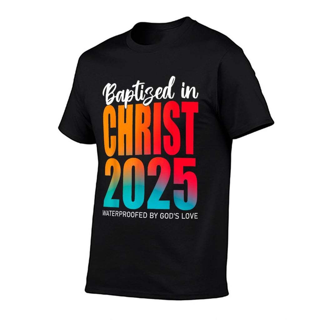 Baptized In Christ 2025 Celebration Faith Design Unisex-Kids Christian Baptism Black Small Modern Crew Neck Cotton 80 Polyester  Affordable Price T-Shirt