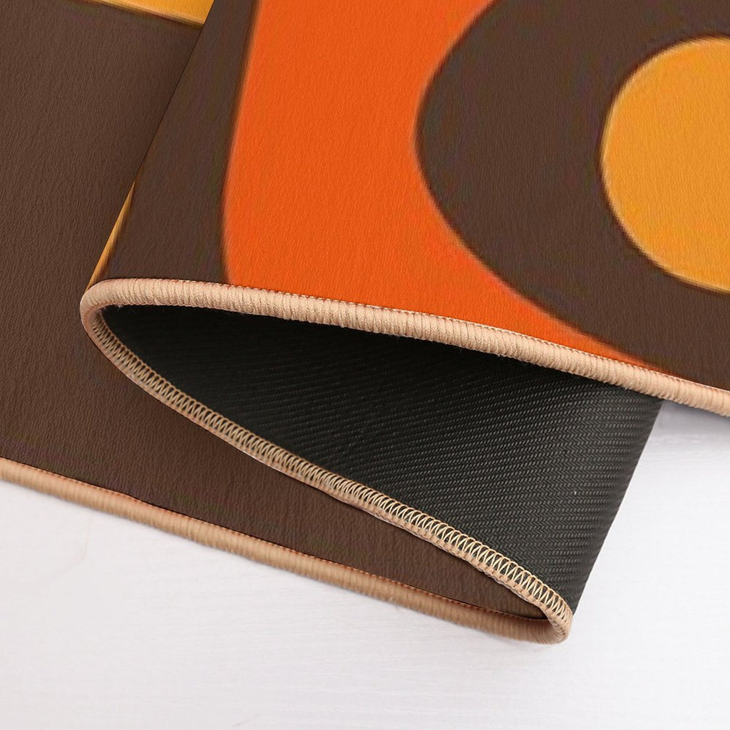 Mid-Century Modern Piquet Retro Minimalist Abstract in 70s Brown And Orange  Easy To Clean Bath Mat