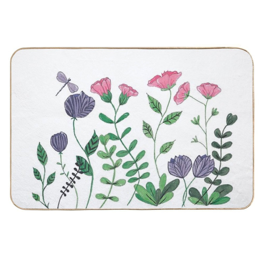 White Whimsy Garden  High-Traffic Bath Mat