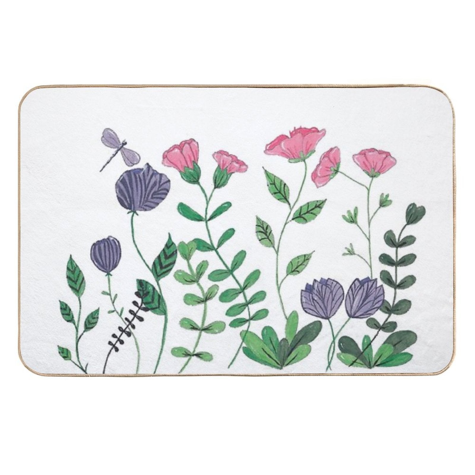 White Whimsy Garden  High-Traffic Bath Mat