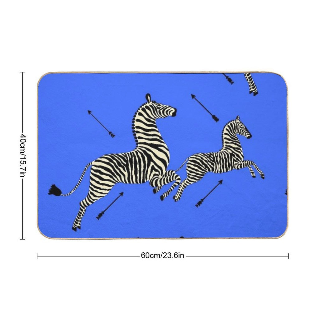 The Tenenbaums Zebra! Royal Blue  Easy Maintenance Bath Mat