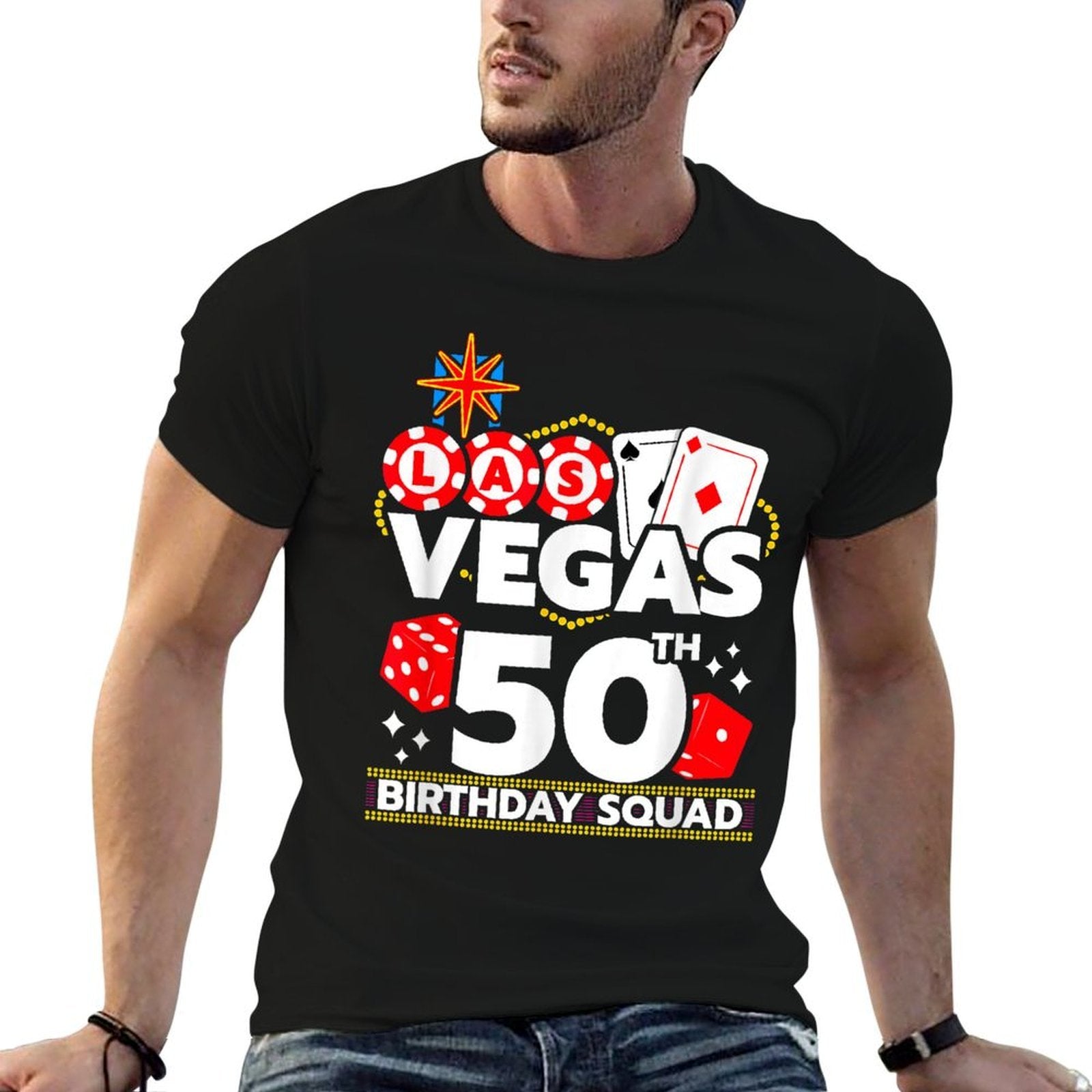 Vegas 50th Birthday Squad  Wrinkle-resistant T-Shirt