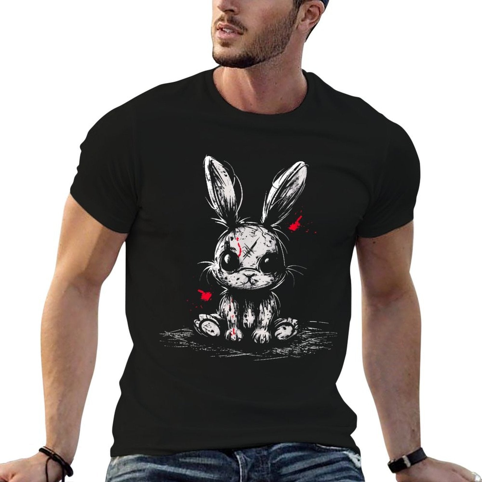 Evil Horror Bunny Rabbit Creepy Cute Alt Goth Grunge Demon  Fade-proof Color T-Shirt