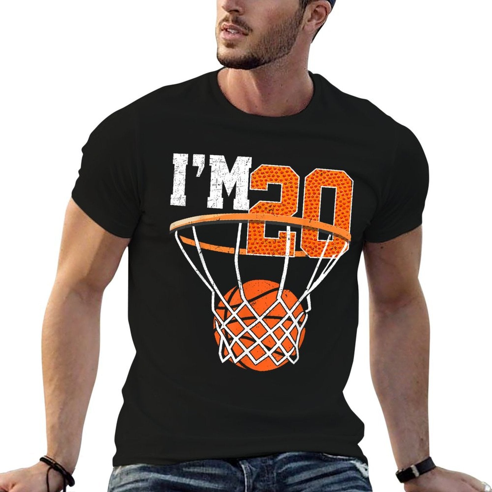 20th Birthday Men Basketball 20 Year Old Birthday  High-quality Stitching T-Shirt
