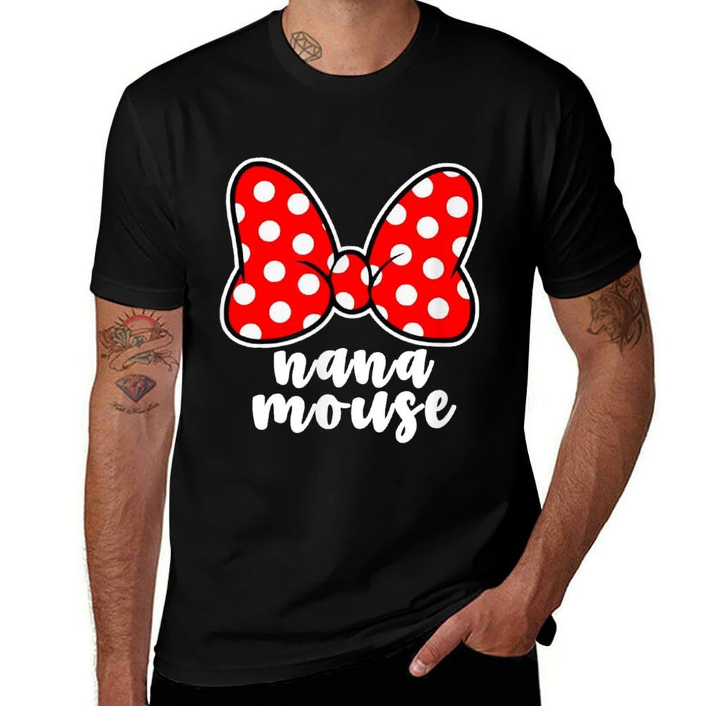 Womens Nana Mouse Family Vacation Bow  Stretchy T-Shirt