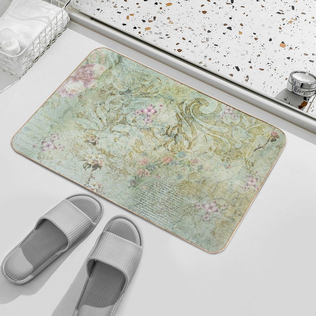 Vintage French Floral Wallpaper  Slip-Resistant Bath Mat