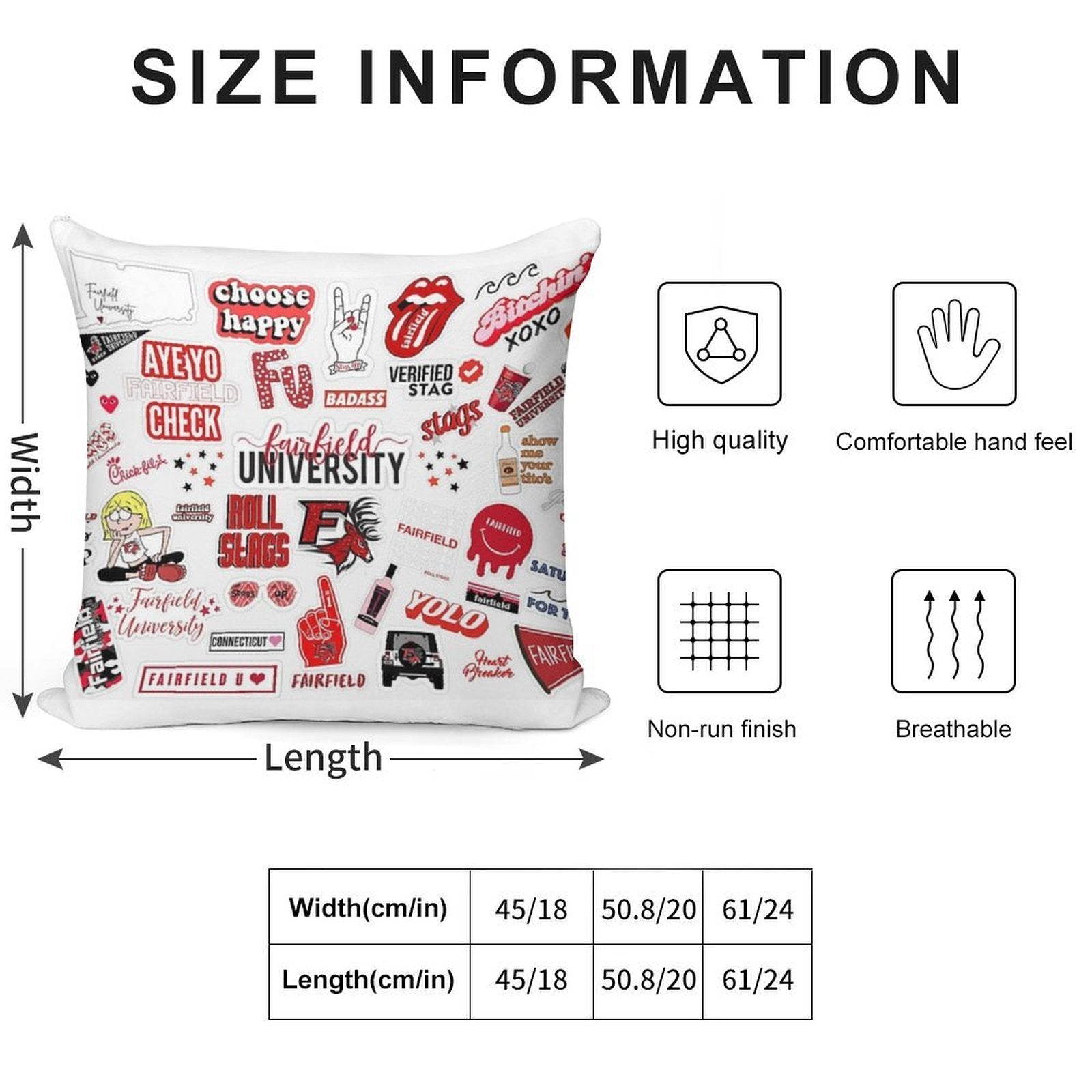 Fairfield University Soft Decorative Cover Throw Pillow