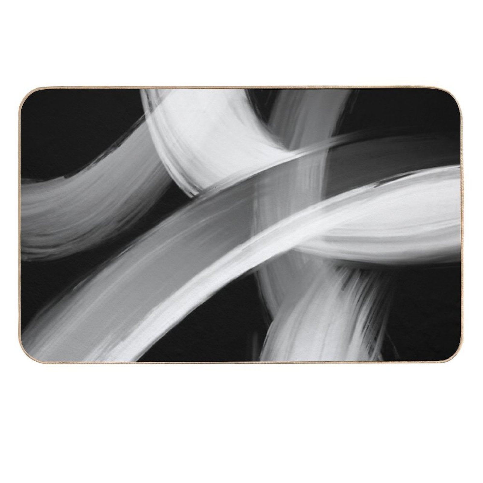 Black And White Fine Art Painted Abstract  Slip-Resistant Bath Mat