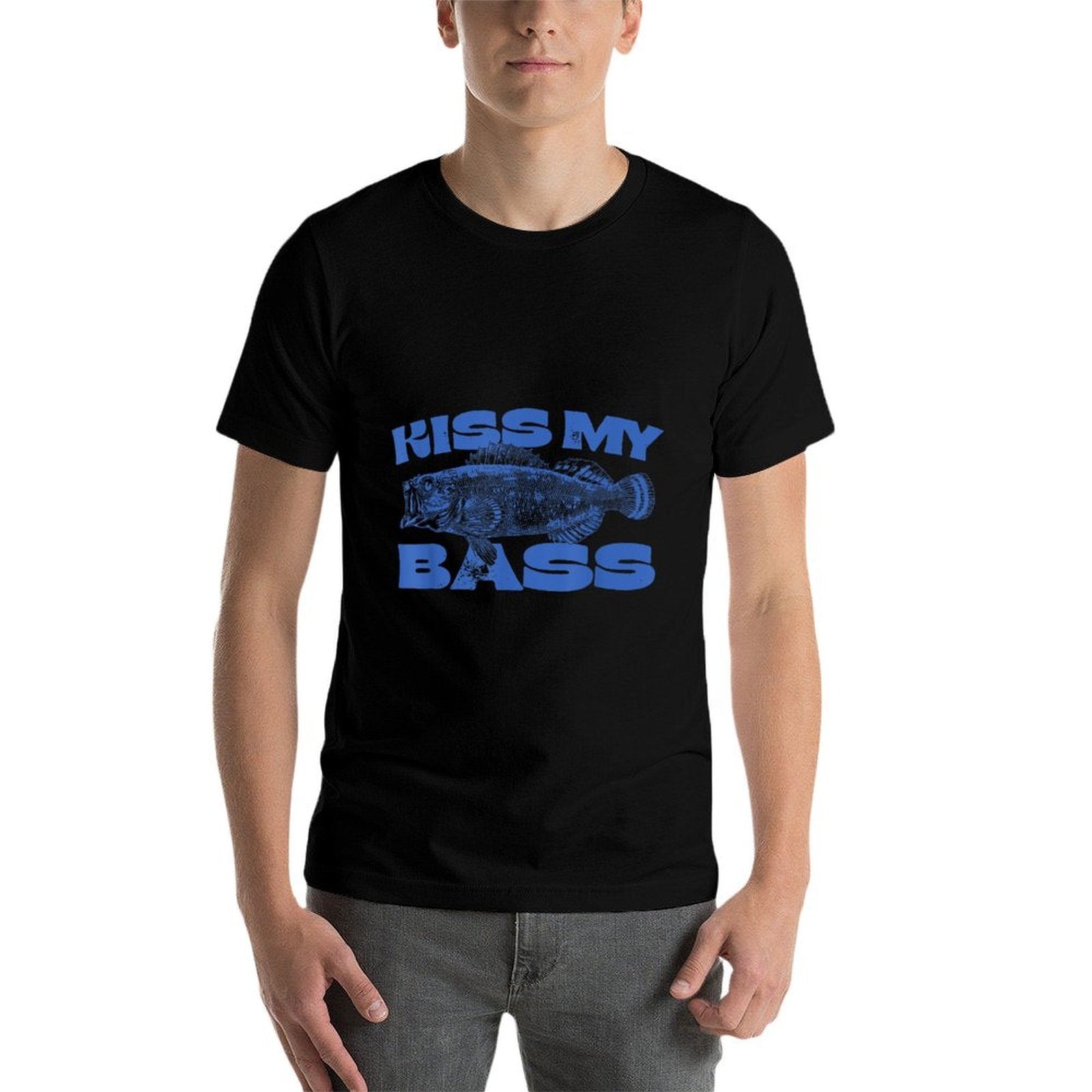 Funny Kiss My-Bass Fishing Lover Bass Fisher Womens Mens Comfortable T-Shirt